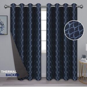 PureFit Jacquard Blackout ,52 x 63 inches Long, Set of 2 Grommet Curtain…